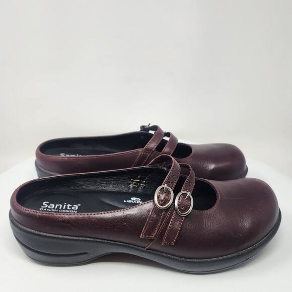 Sanita Catalina Wave II Mary Jane Mule EU41/US10.5-11 Bordeaux Brown Leather - Picture 2 of 14